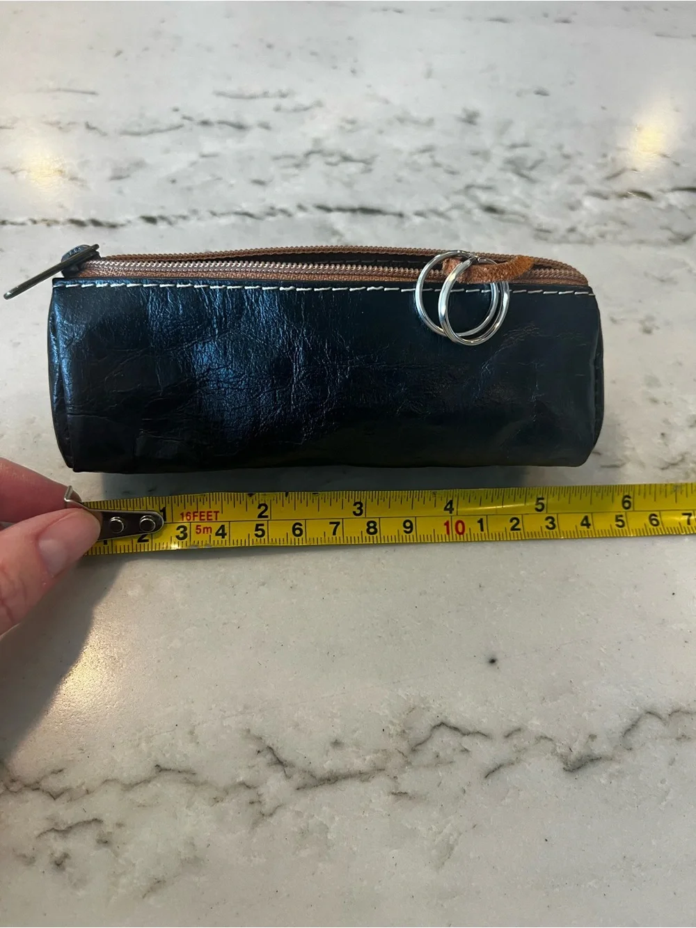 Black Waxed Paper Zip Key Pouch